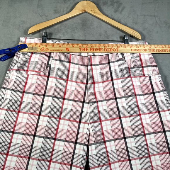 Southpole Shorts Mens 42 Red White Plaid Baggy Hip Hop Skater Y2K 14" Inseam - Picture 4 of 11
